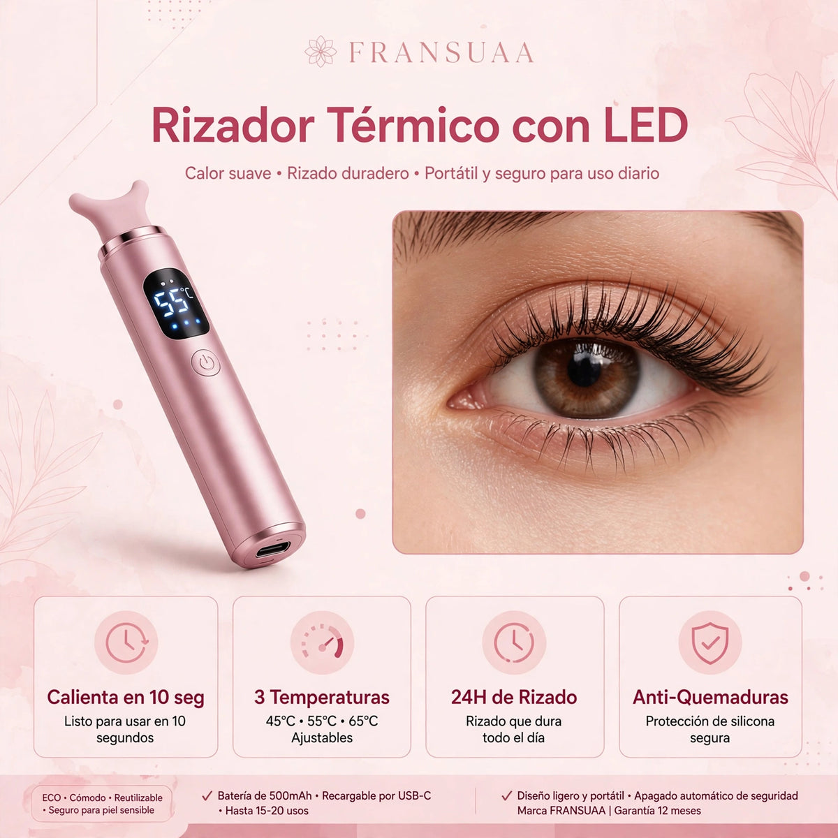 LASHIA- Rizador térmico con LED